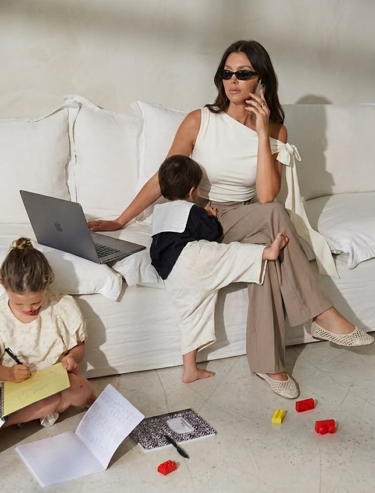 Lady with her children