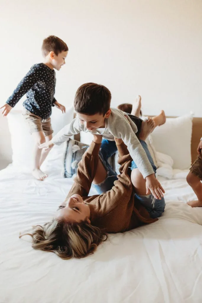 Stay at home mom playing with the kids 