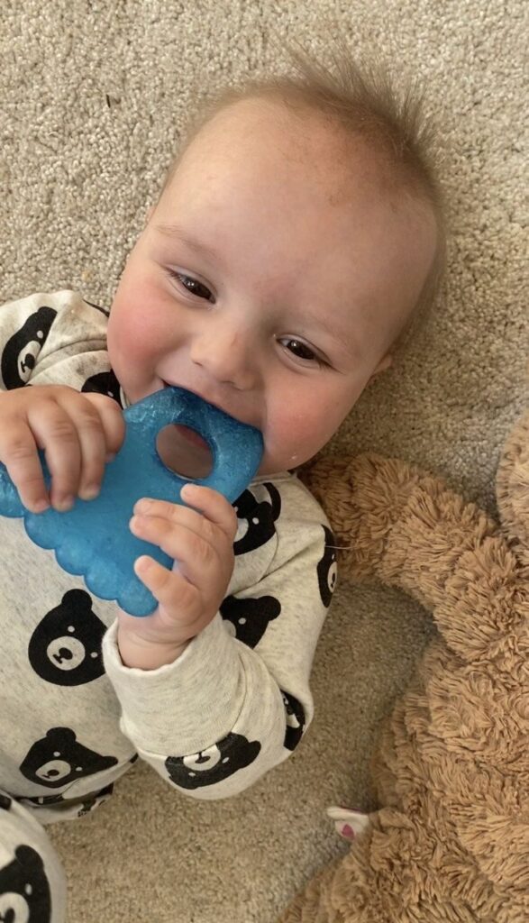 A baby teething