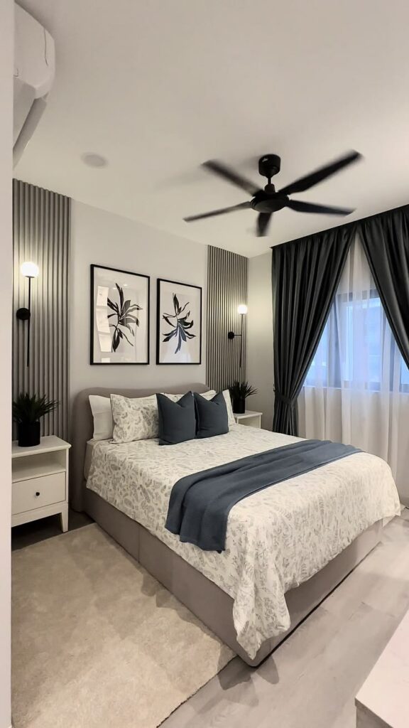 Neatly arranged cozy bedroom