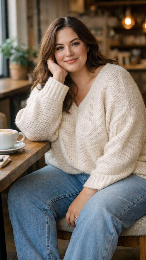 a petite woman wearing an oversized cloth