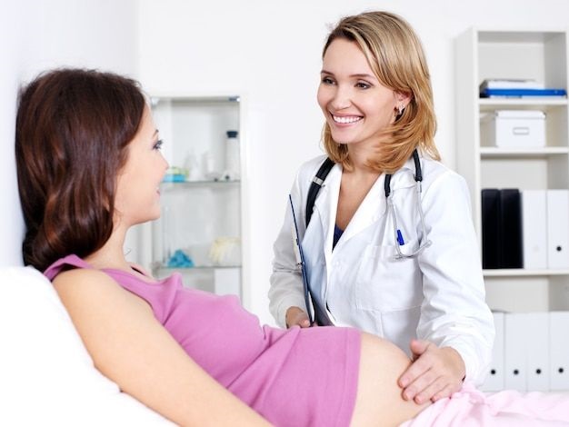 A pregnant woman at the doctors appointment