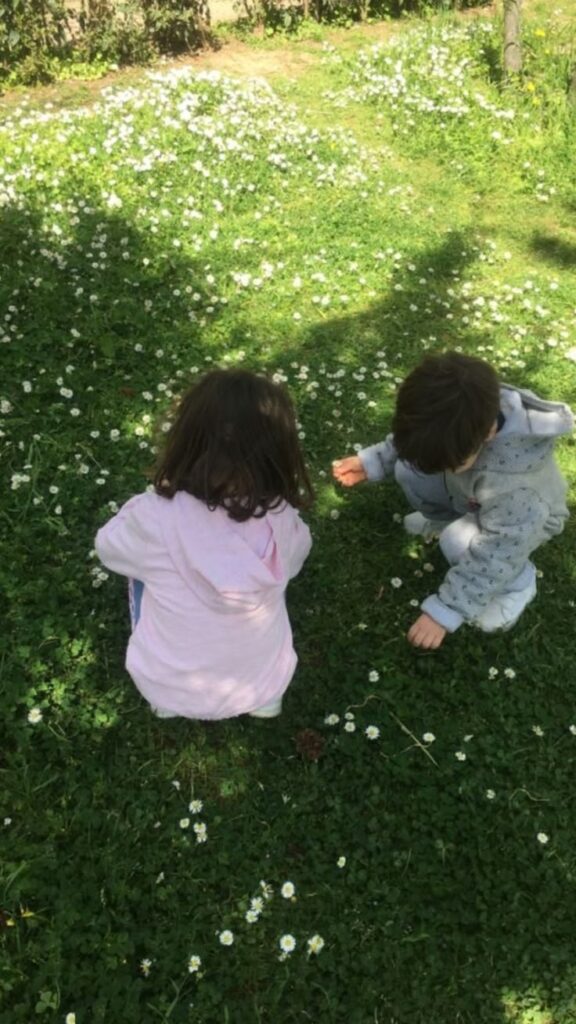 Two kids socializing