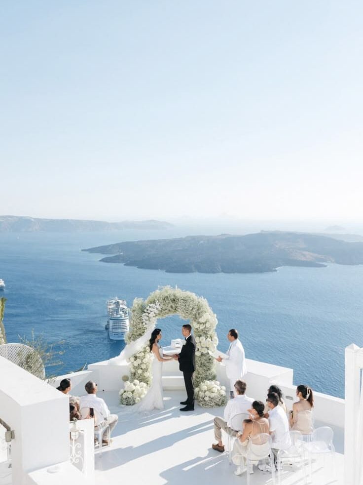 Intimate destination wedding overlooking a riverfront