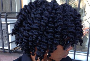 woman on protective natural hair twist out