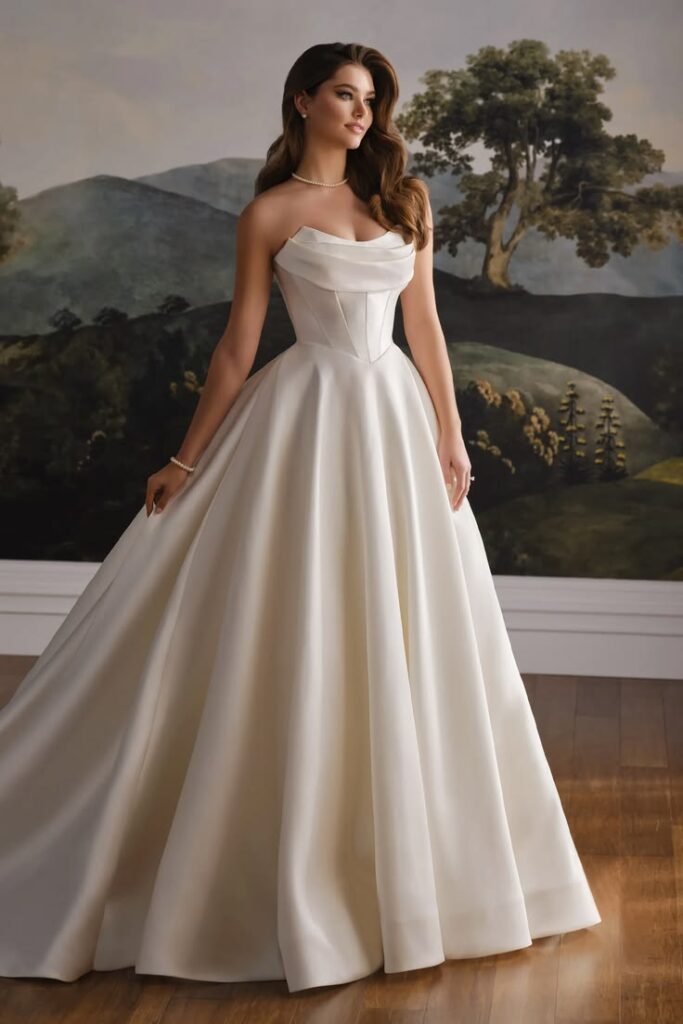 A bride wearing a  classic ball wedding gown