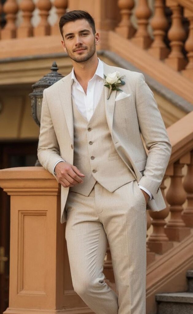 Neutral Linen Groom Look