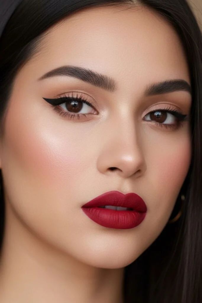 Makeup Look, Bold Red Lips with Soft Eyes