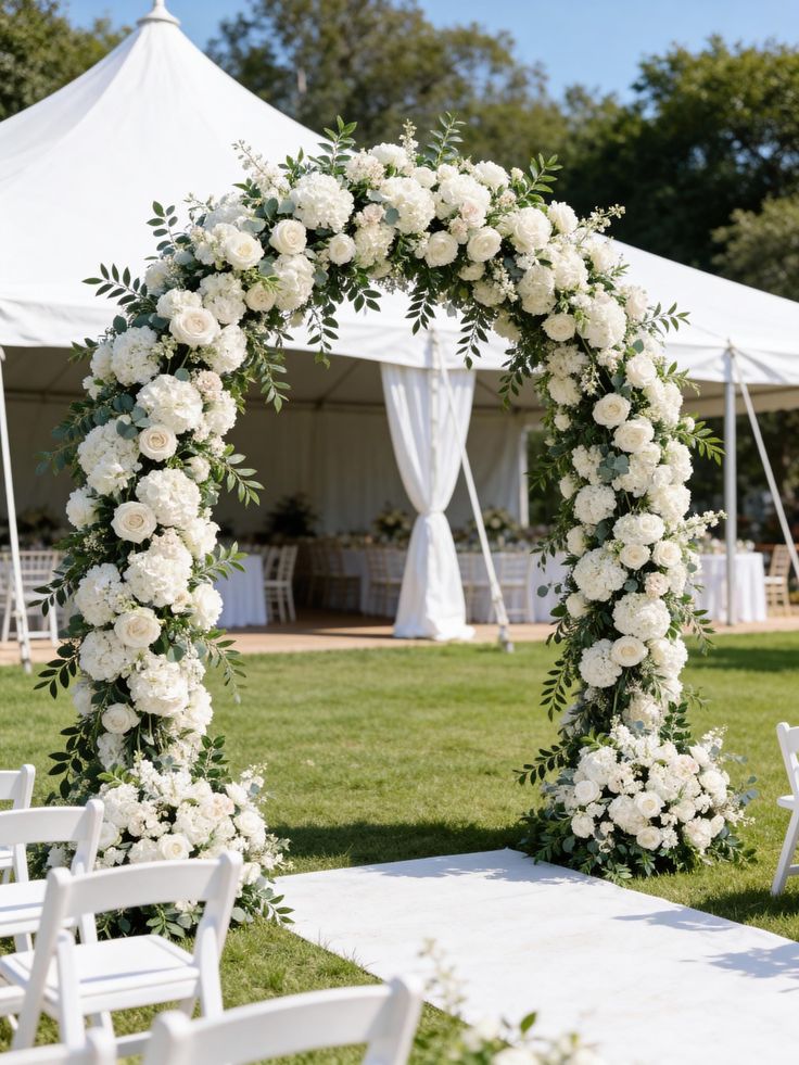 White Artificial Rose Floral Arch