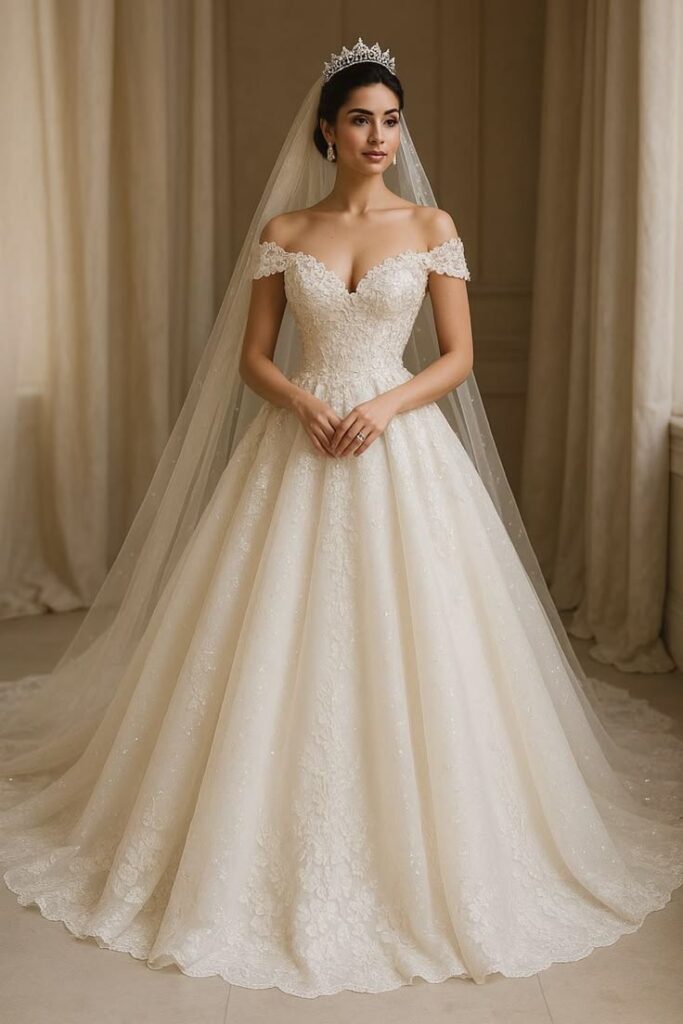 Bride on a Romantic Lace Princess bridal look