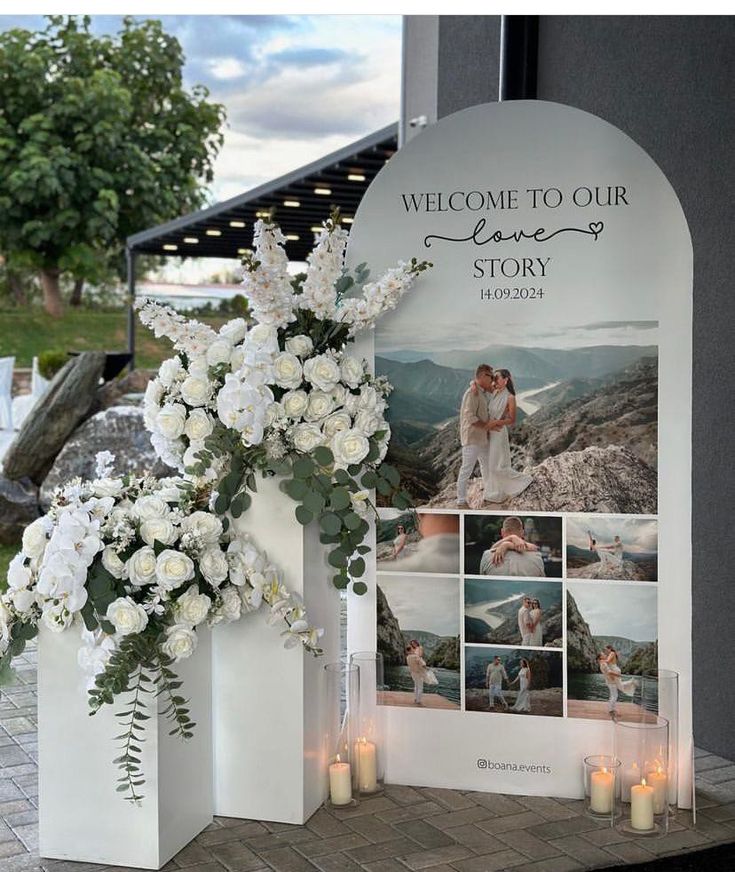 Romantic welcome backdrop for wedding 