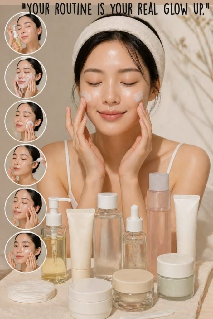 clean girl skincare routine, aesthetic, glow up habits, daily discipline, self-care lifestyle