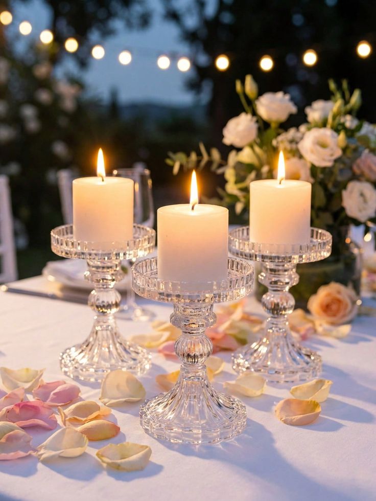 Elegant Clear Glassware Diamond Pattern Candle Holder