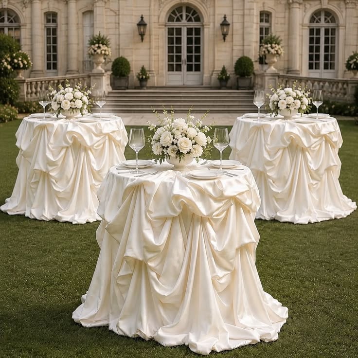 Luxury Ivory Silk Tablecloth, Wedding Table Linen for Reception Decor, Elegant Event Display Draping