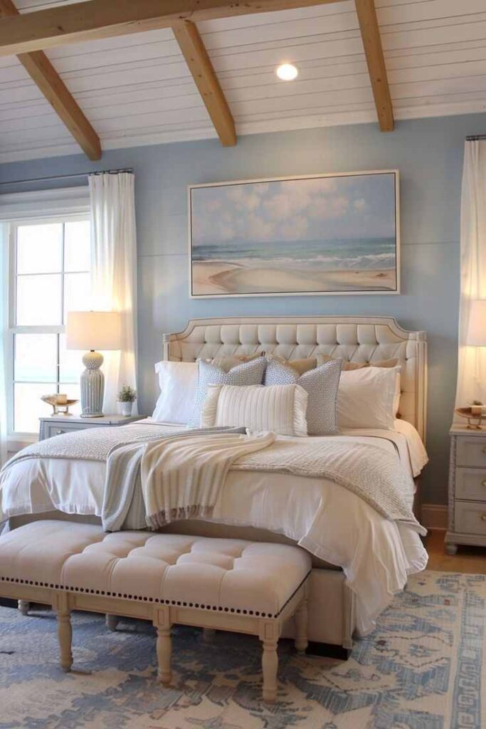 A room with a well arranged bed