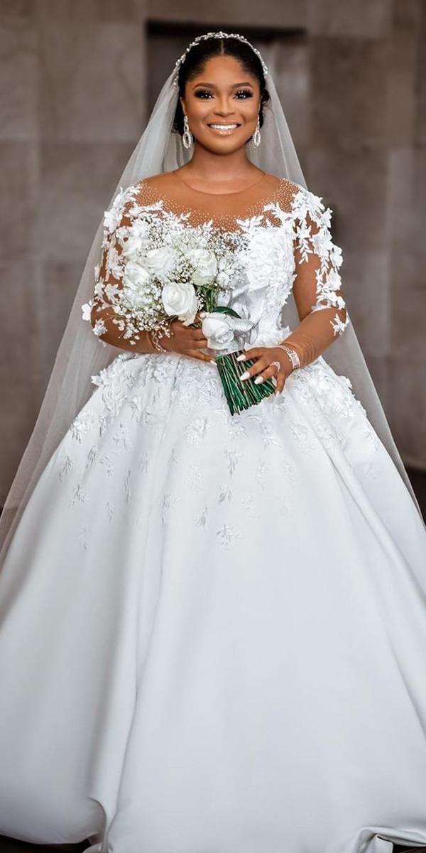 Floral Appliqué Wedding Dress
