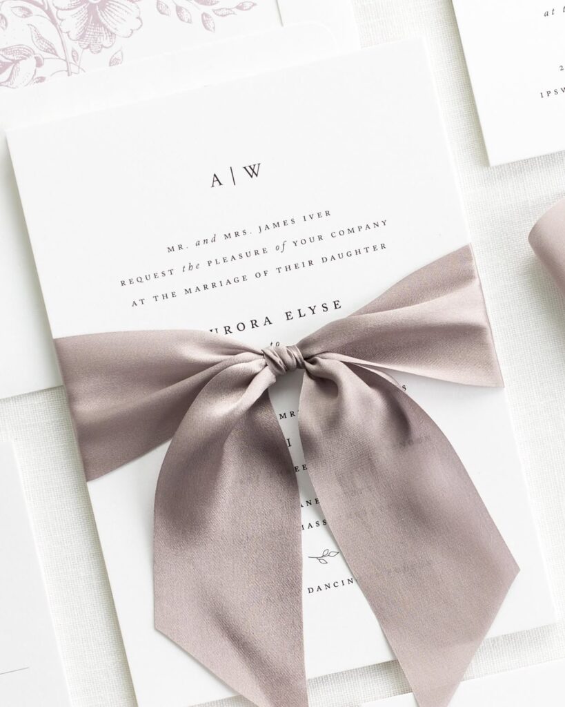 Elegant Wedding Invitations With Ribbon