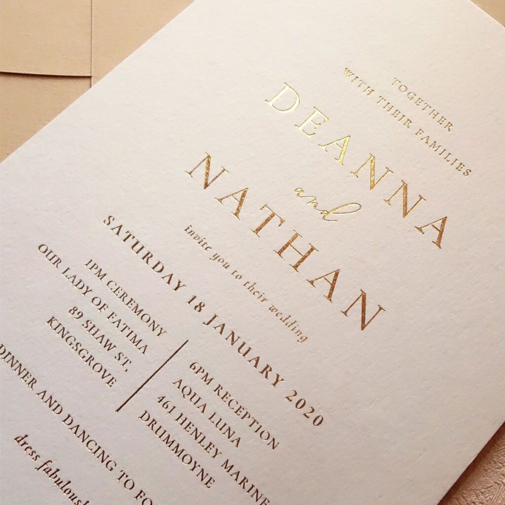 Minimalist Gold Detail Invitations