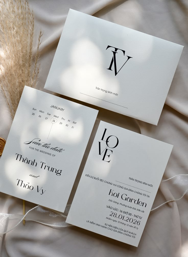 Minimalist Invitations With a Custom Monogram