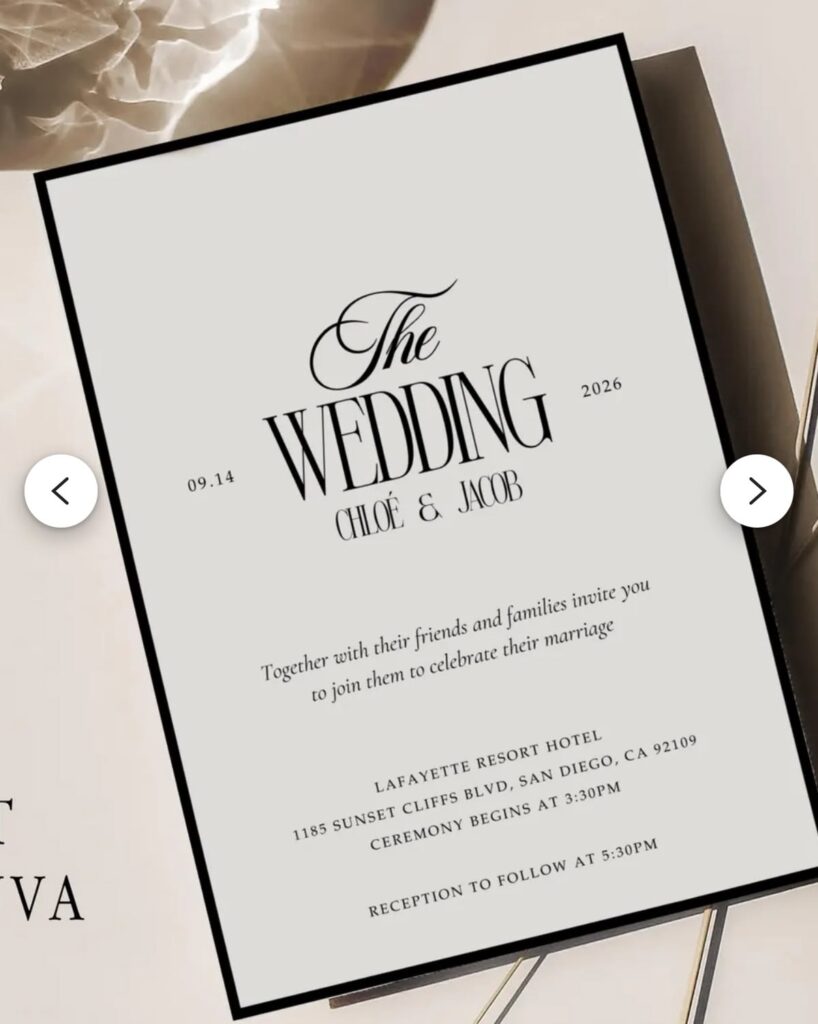 Minimalist Wedding Invitations With a Thin Border