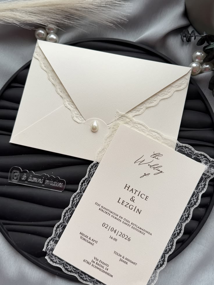 Pearl Detail Wedding Invitations