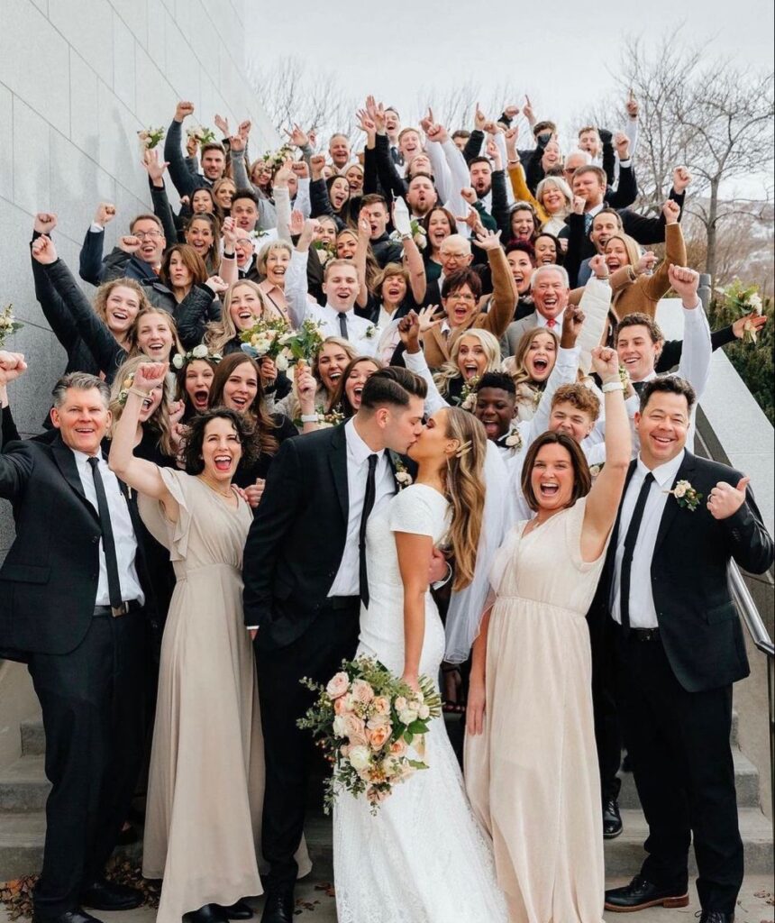 people hailing the wedding people