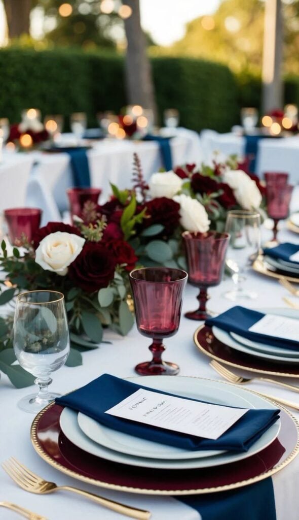 Burgundy and Navy Blue