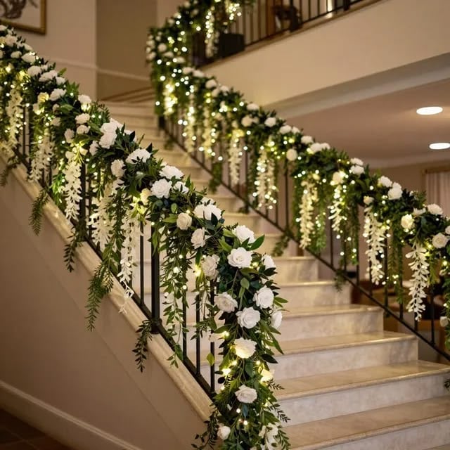Floral Staircase Decor