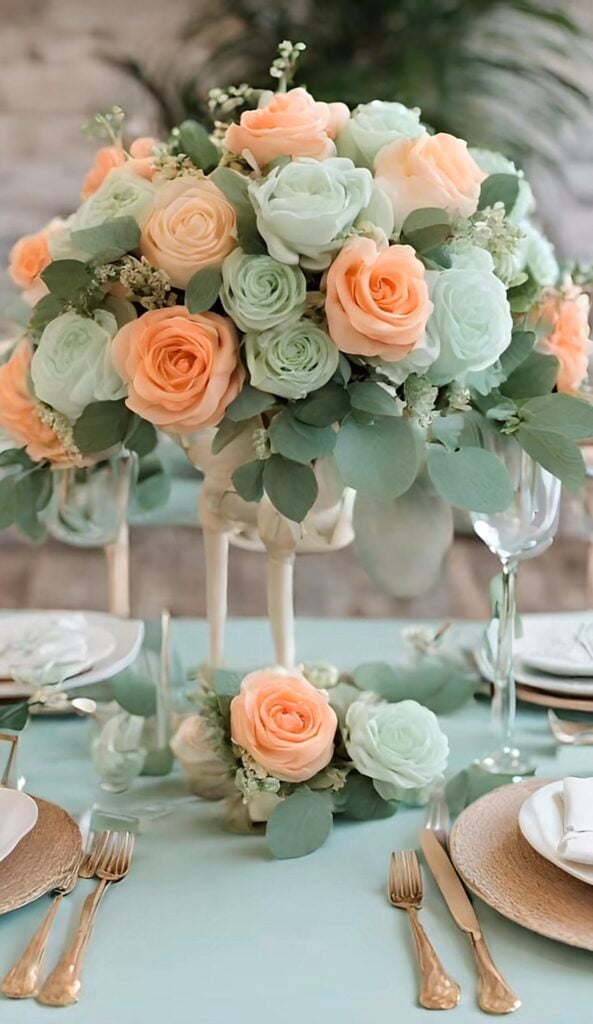 Mint Green and Peach