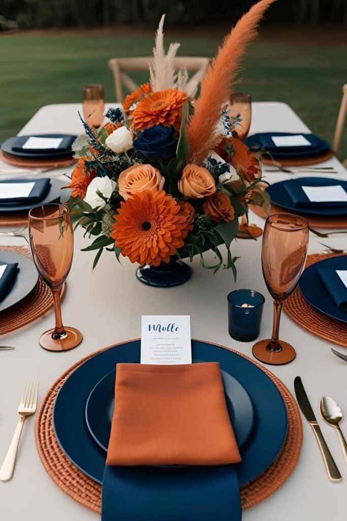 Navy Blue and Burnt Orange
