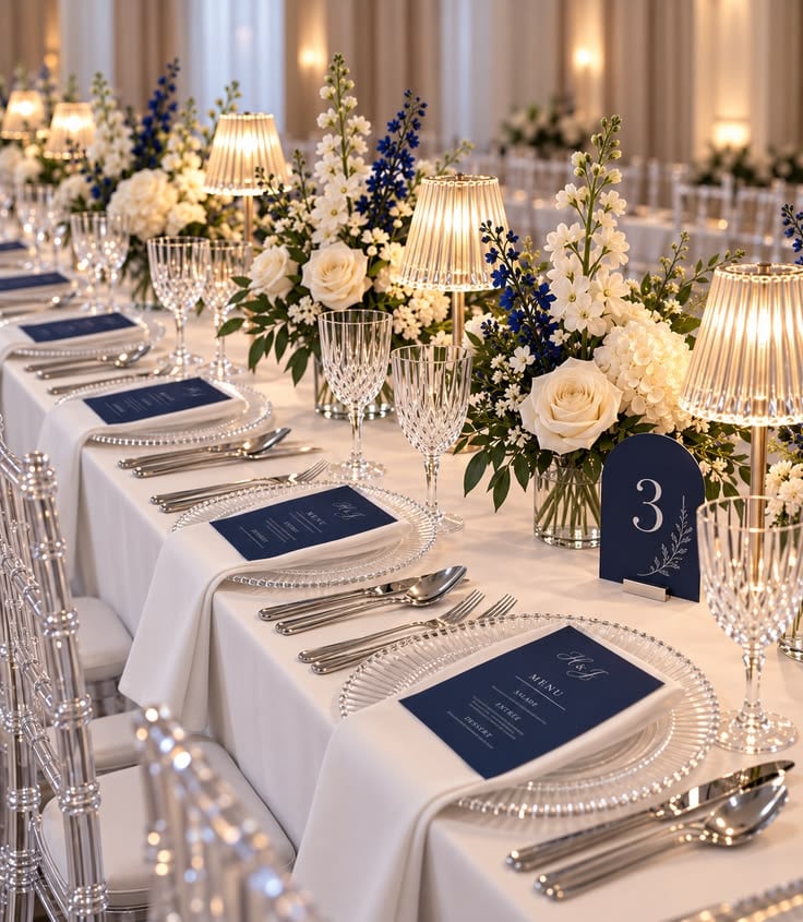 Navy Blue and Silver