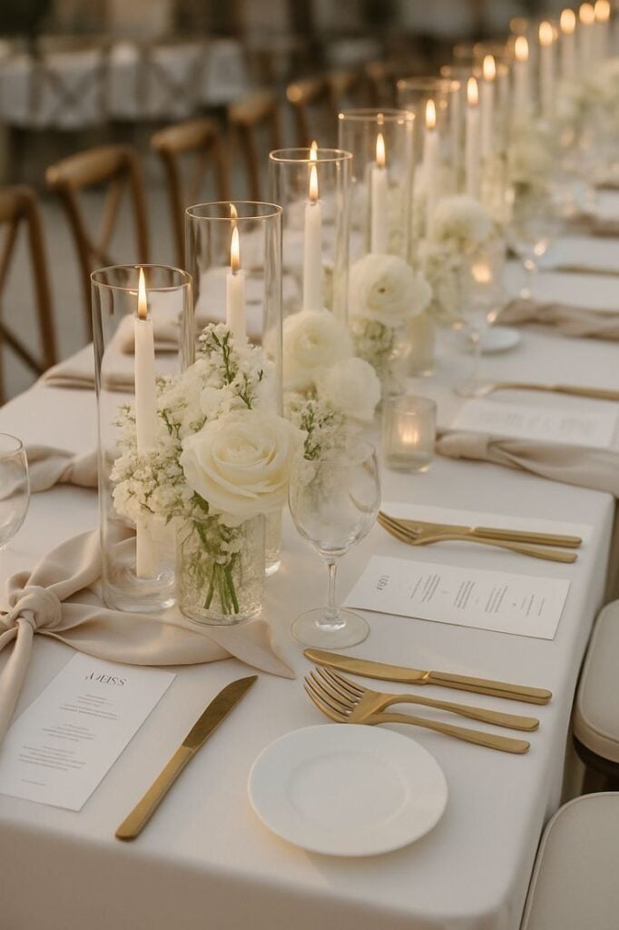 Place Candles Along the Reception Tables