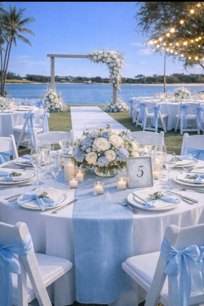 Sky Blue and Ivory