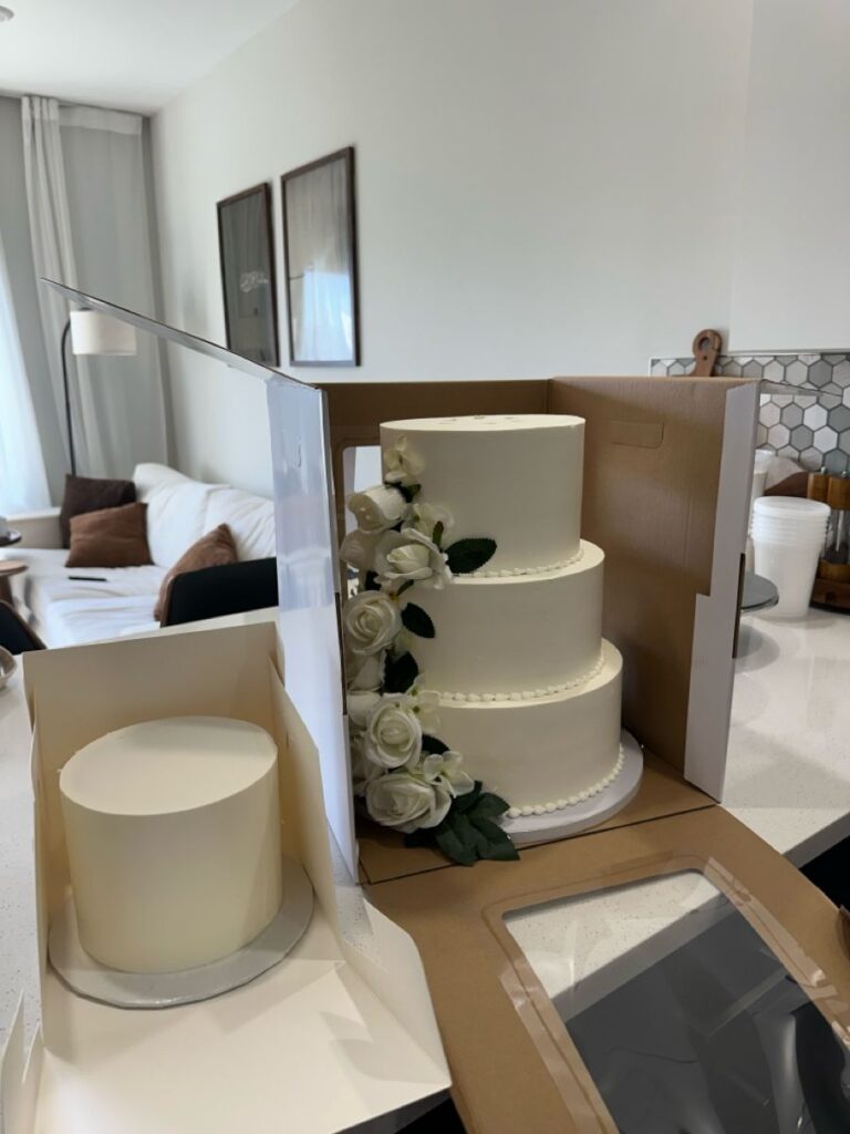 transporting a wedding cake.