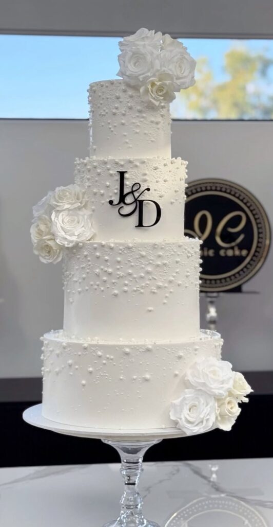 white wedding cake